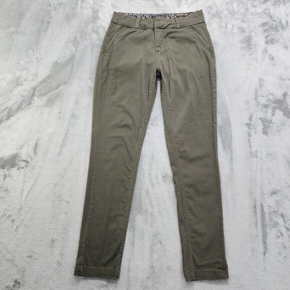 Dictionary Pants Women's 2/26 Green Eva Slim Straight Leg Mid Rise Chino Stretch - Picture 1 of 14